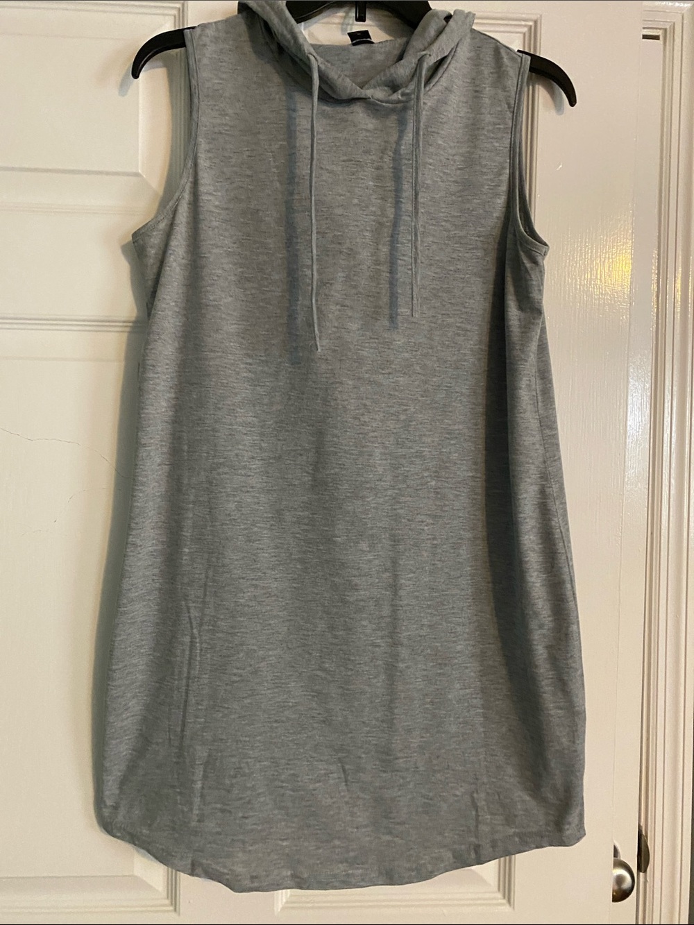 SHEIN Gray Sleeveless Hoodie Mini Dress